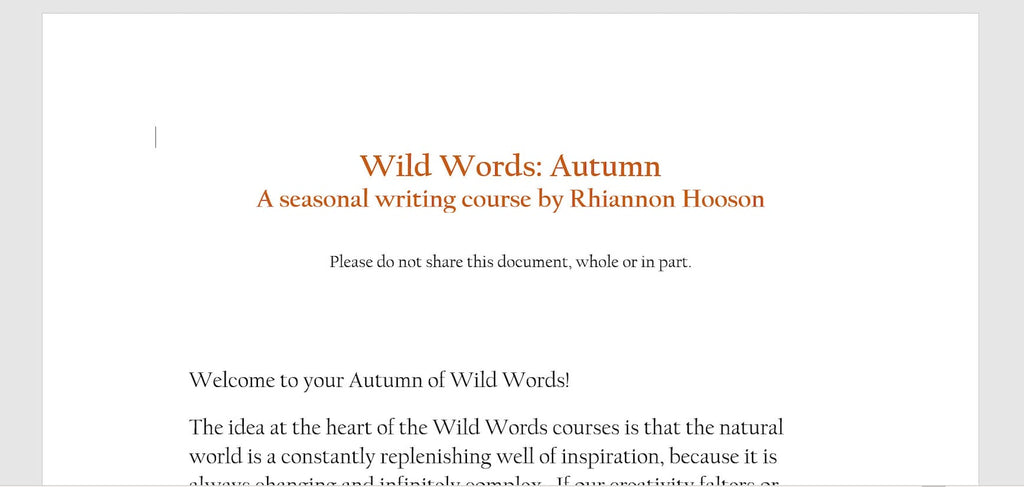 Wild Words: Autumn creative writing course - one month of writing inspiration
